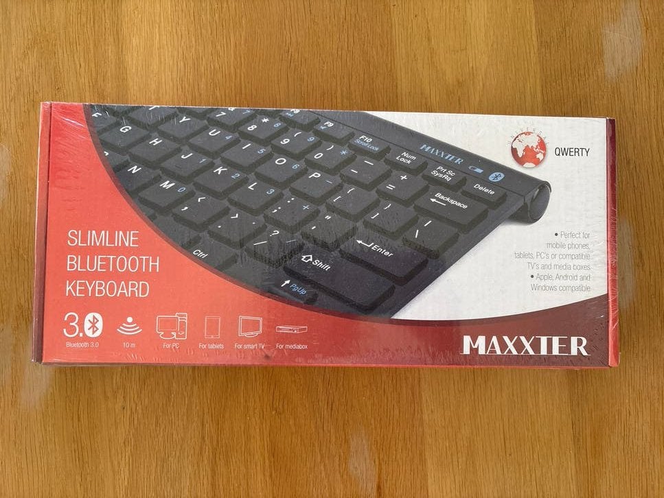 Maxxter Slimline Bluetooth Toetsenbord QWERTY, Computers en Software, Toetsenborden, Nieuw, Qwerty, Draadloos, Oplaadbaar, Ophalen of Verzenden