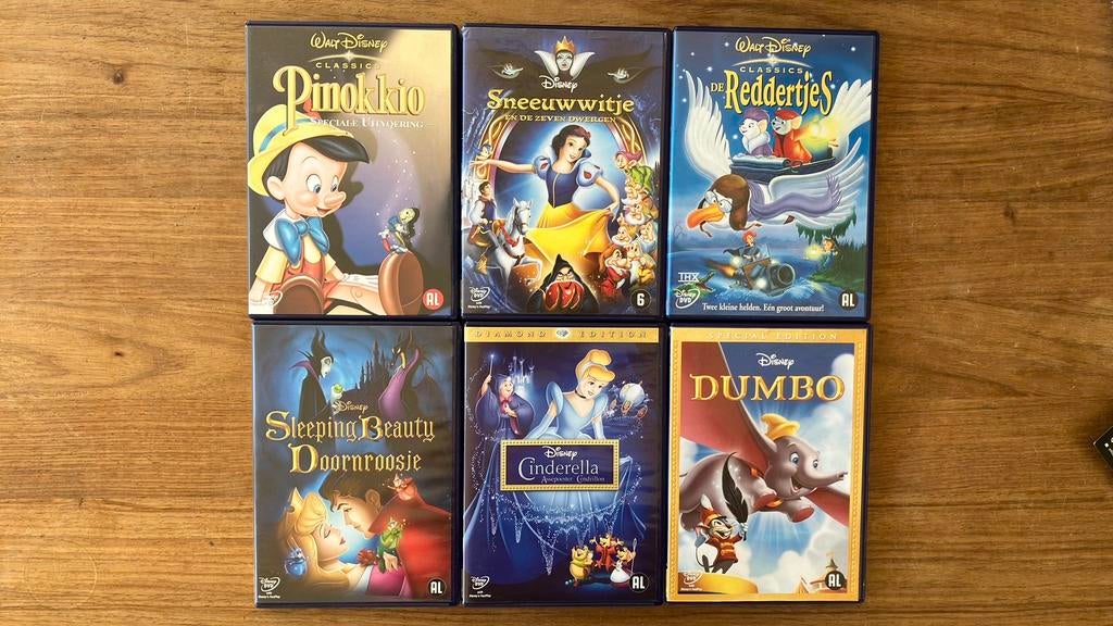 6 Disney DVD’s, Gebruikt, Tekenfilm, Ophalen of Verzenden, Alle leeftijden