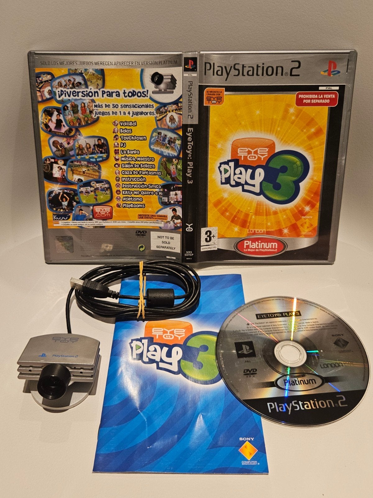 Eye Play 3 met Eye Toy camera PS2, Ophalen of Verzenden, Zo goed als nieuw, Sport, 3 spelers of meer
