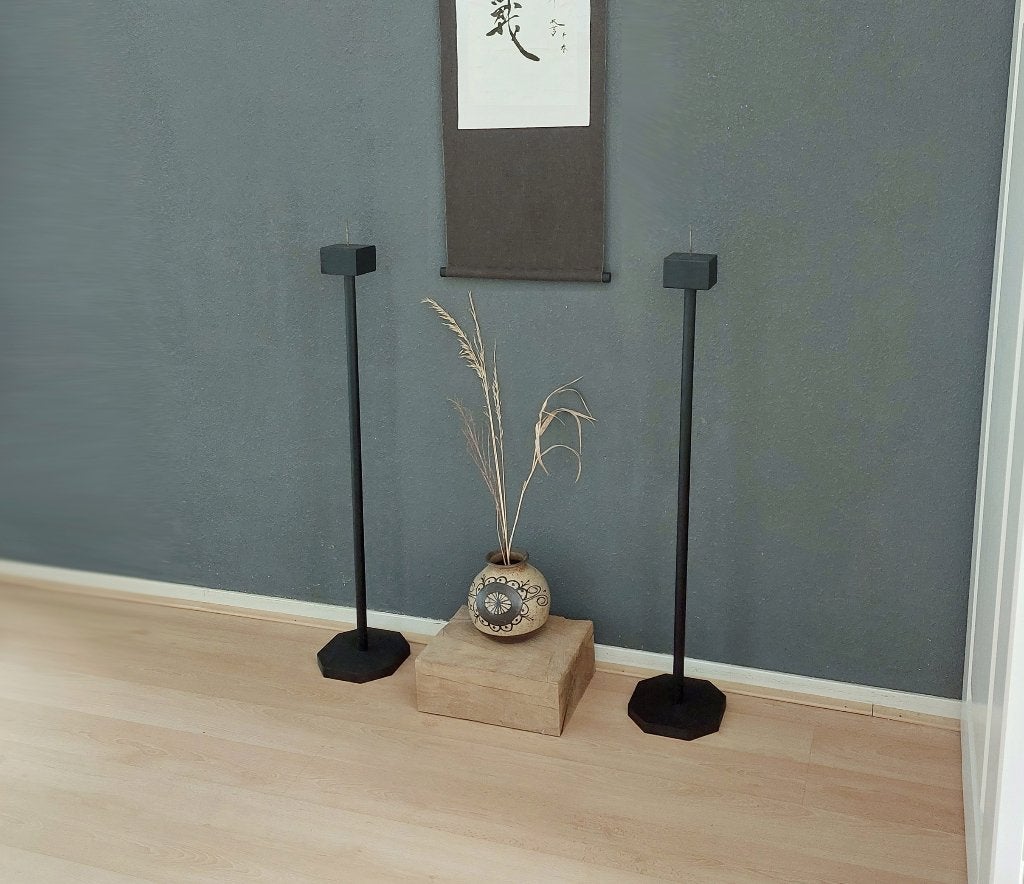 Japanse kandelaars set zwart hout, Verzenden, Overige materialen