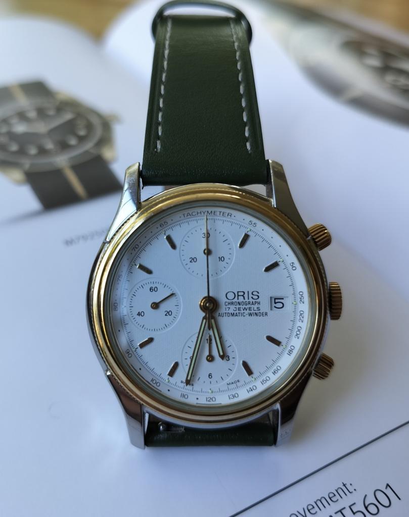 Prachtig Oris Chronograph Valjoux Automatic horloge, Overige merken, Gebruikt, Zwart, Ophalen of Verzenden
