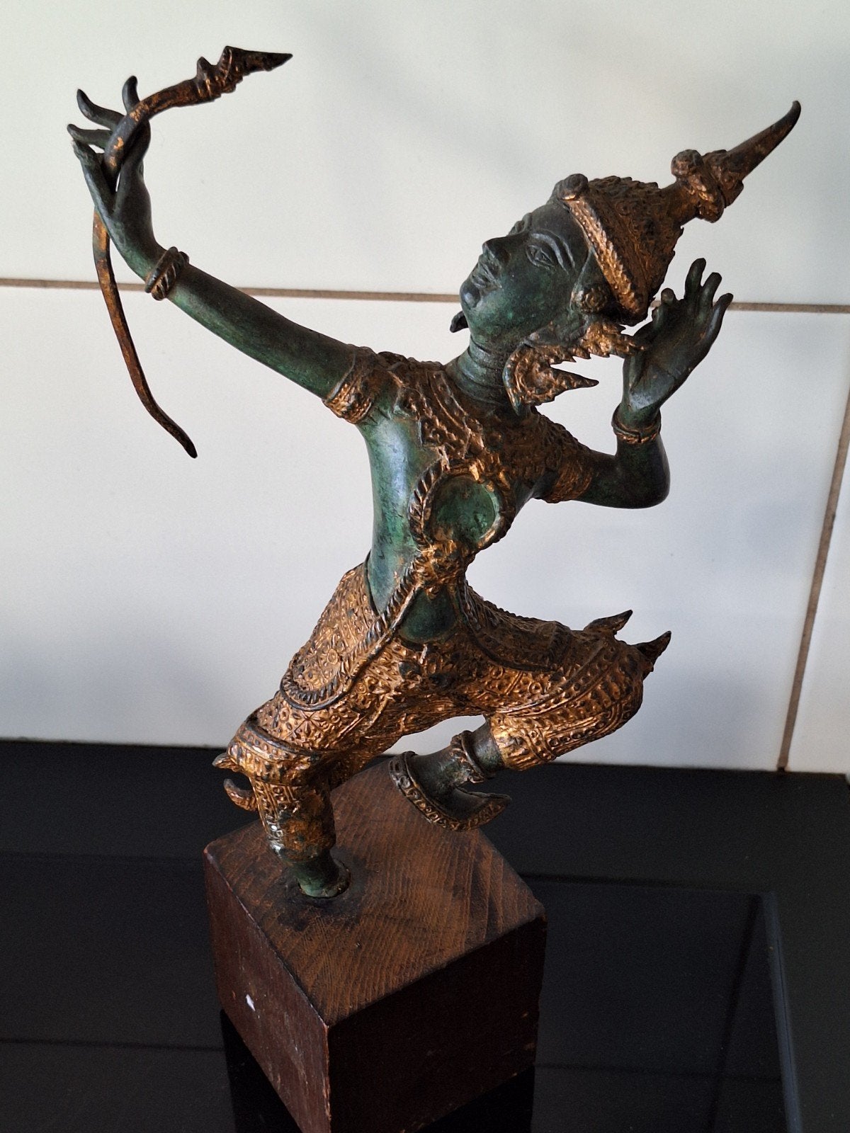Bronzen Thaise Boogschutter Beeld - Aziatische Kunst, Gepatineerd, Ophalen of Verzenden, Brons, 20 - 50 cm