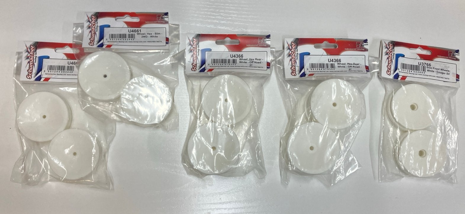 5x Schumacher 1:10 Buggy Velgen Wit (12mm Hex) - NIEUW, Nieuw, Schaal 1:10, Onderdeel, Overige typen