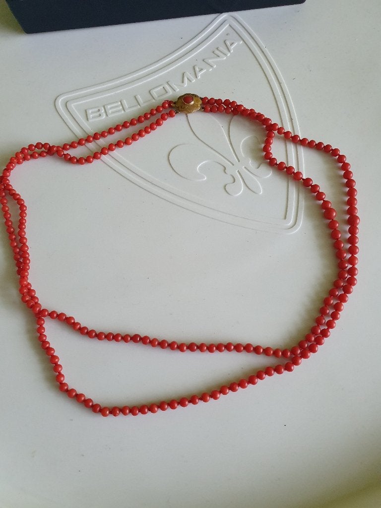 oude bloedkoralen ketting, Ophalen of Verzenden, Overige materialen, Ketting, Met edelsteen