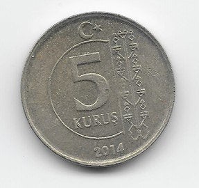 Turkije 5 kurus 2014 KM# 1240, Verzenden, Midden-Oosten, Losse munt