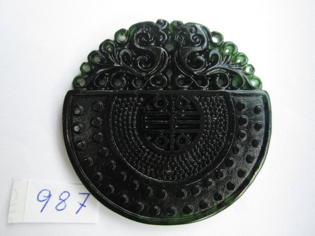 Prachtige amulet hanger van chinese jade.987 #, Ophalen of Verzenden, Zo goed als nieuw, Groen, Steen of Mineraal