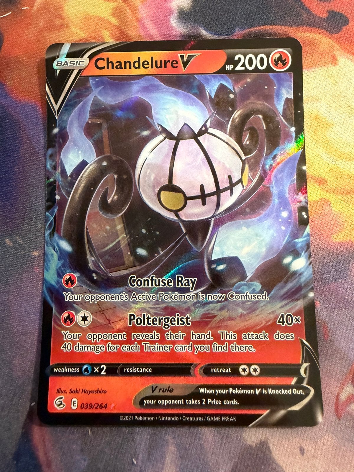 Pokemon CHANDELURE V Rare 039/264 (SWSH Fusion Strike), Verzenden, Zo goed als nieuw, Losse kaart, Foil