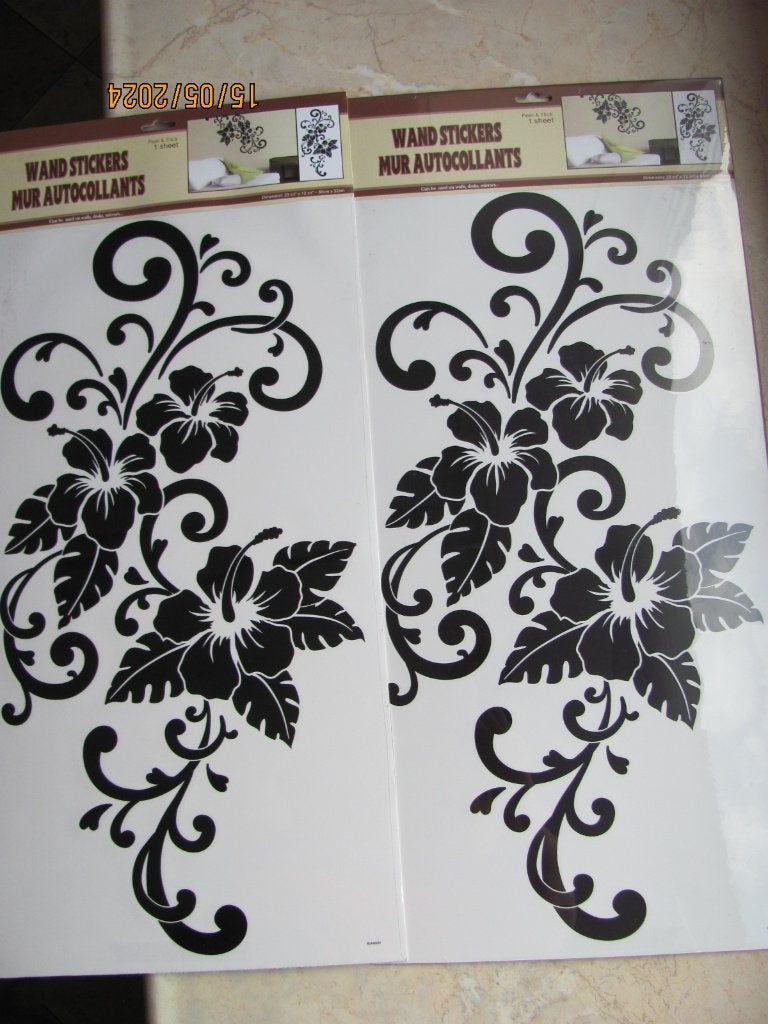 NIEUW 2x grote muur STICKER decoratie zwart INTERIEURsticker, Ophalen of Verzenden