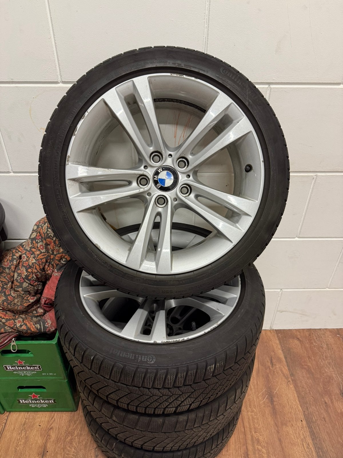 BMW F30 335i velgen met winterbanden, Ophalen, 18 inch, Gebruikt, Banden en Velgen