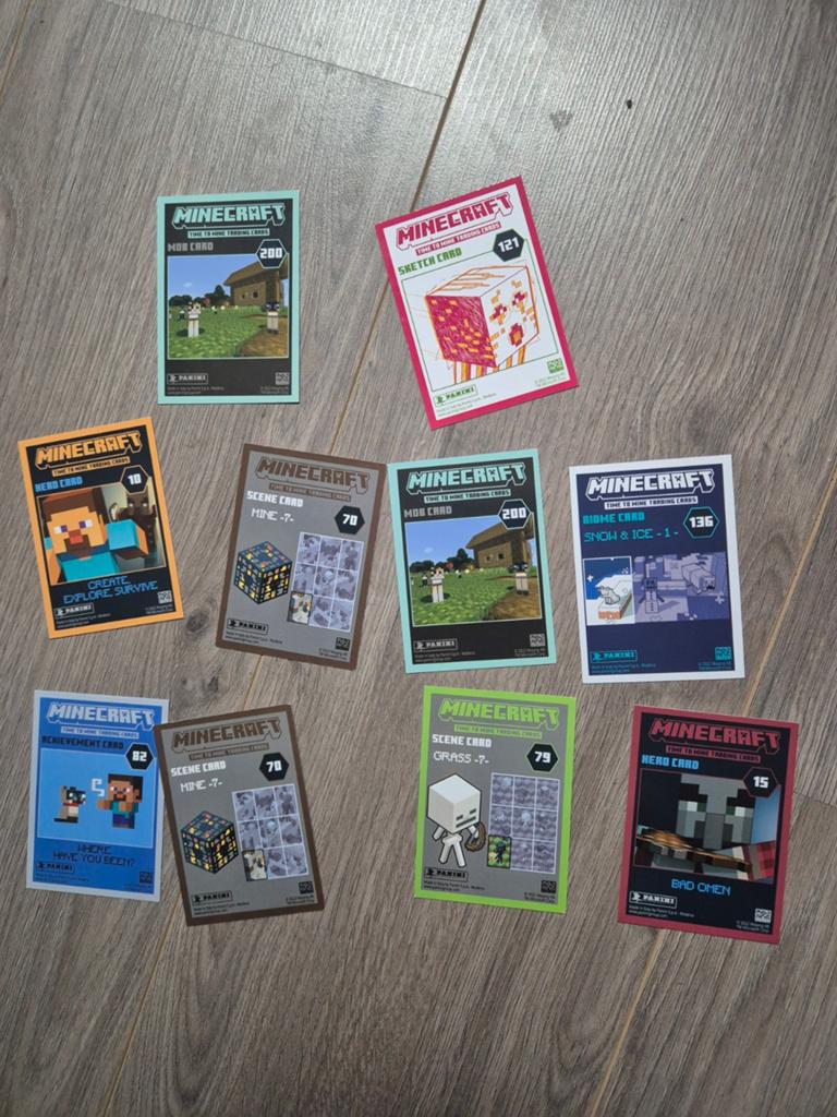 Minecraft Time to Mine kaartjes 10x, Ophalen, Zo goed als nieuw