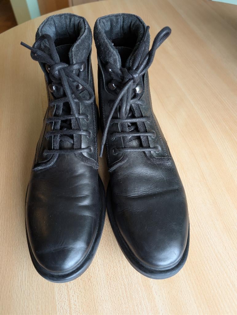 Heren boots zwart - maat 42 – LEDER Nieuwstaat!, Zwart, Boots, Lavorazione Artigiana, Ophalen of Verzenden