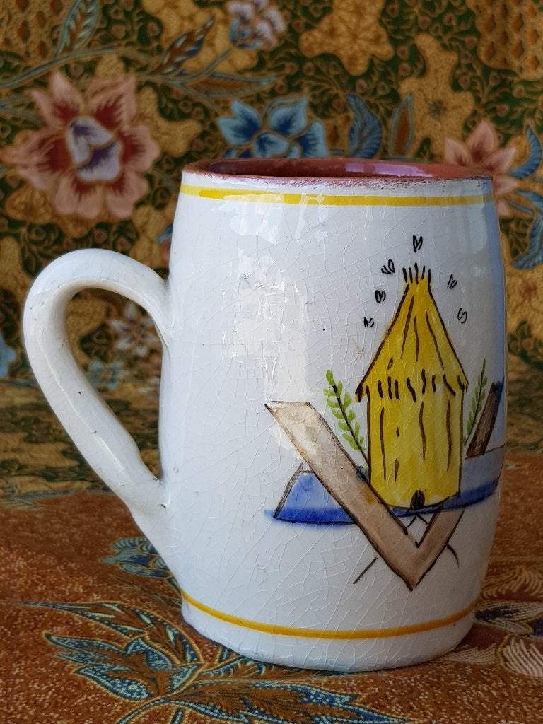 Mooie zeldzame antieke Engelse vrijmetselaars beker 13 cm., Ophalen of Verzenden