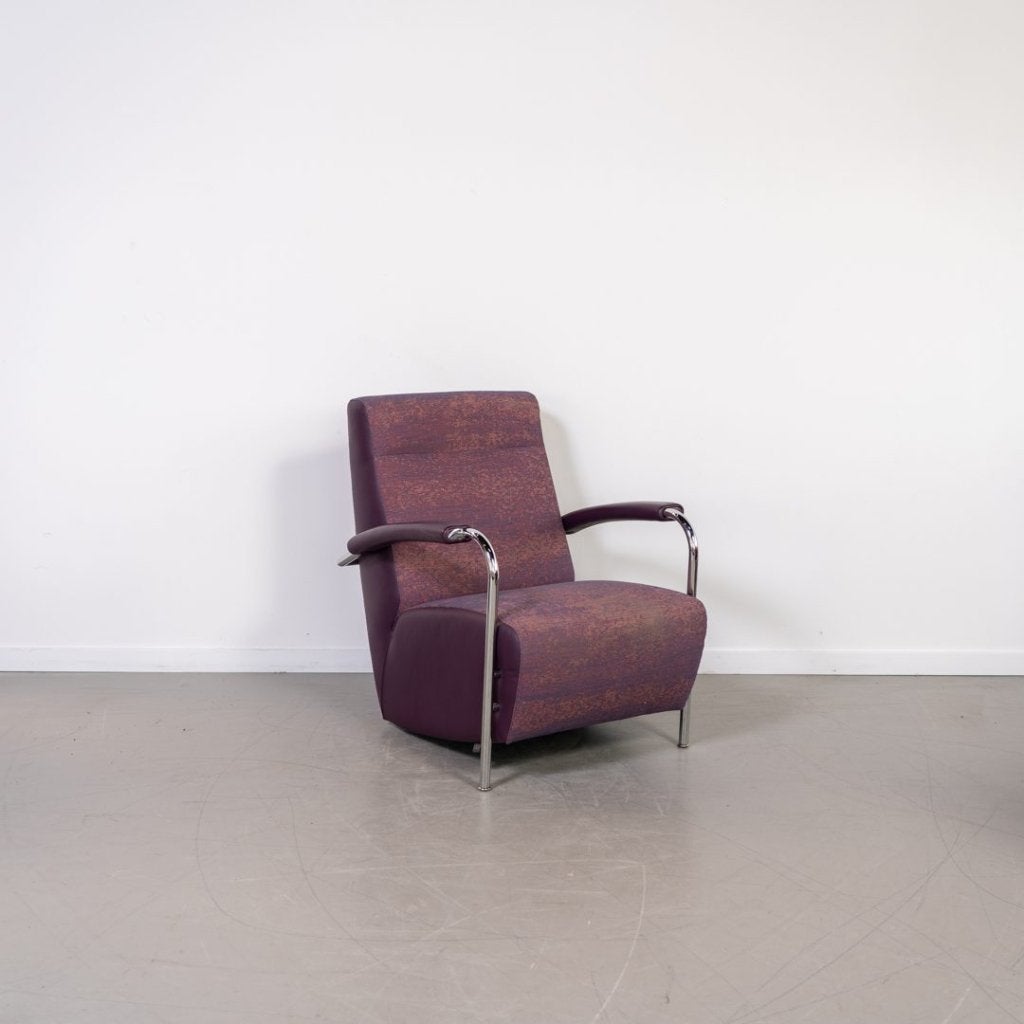 Leolux Scylla Hoog Fauteuil Paars Stof/Paars Leer, Huis en Inrichting, Niet ingevuld, Leolux, Niet ingevuld, 75 tot 100 cm