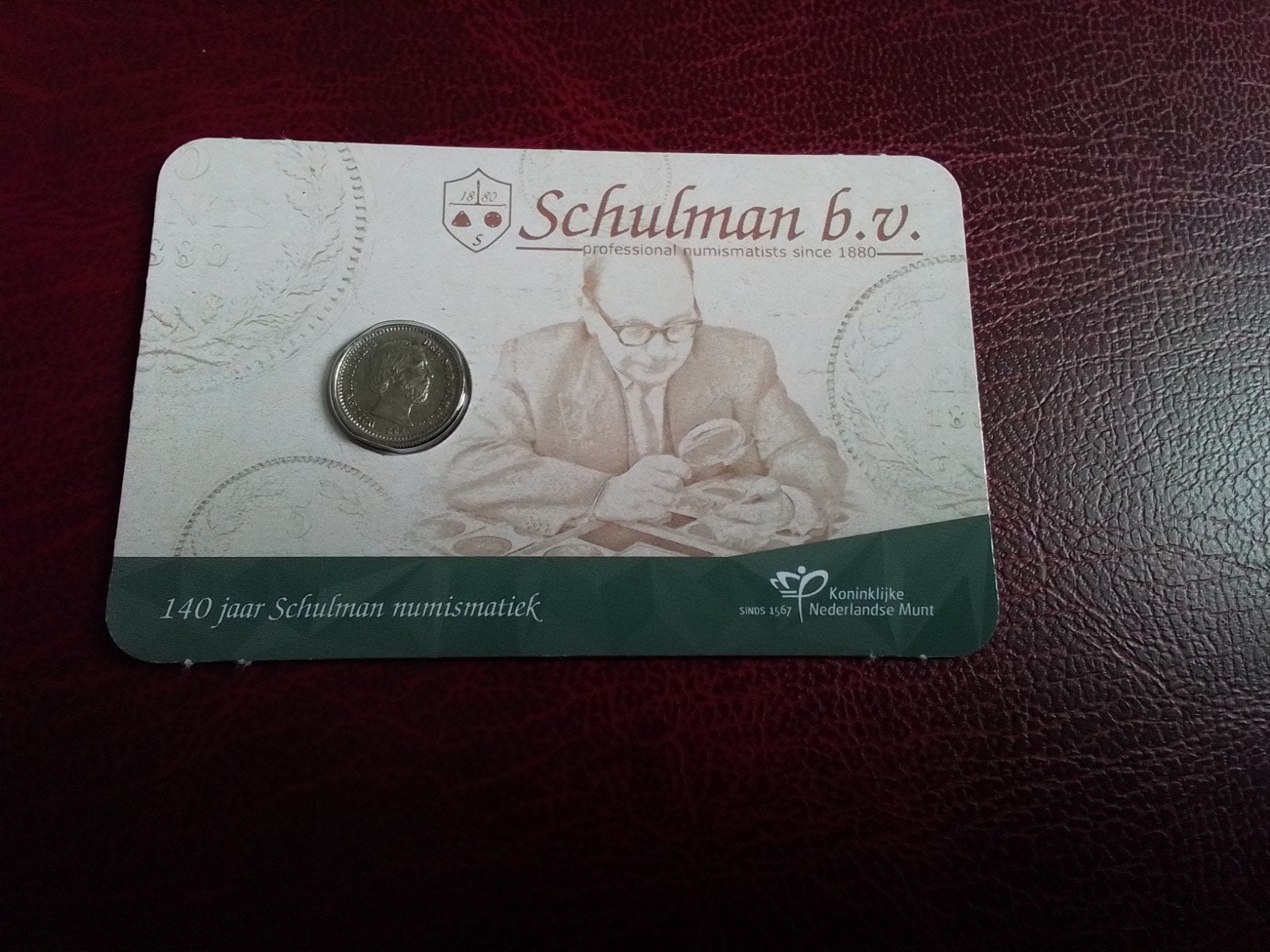 EXTREEM ZELDZAAM coincard Schulman Veilinghuis MET JAAR 1887, Ophalen of Verzenden, Koning Willem III