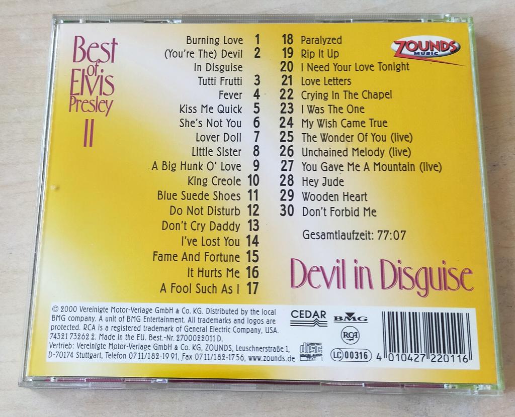 Elvis Presley - Devil In Disguise Gold CD 2000 Zounds, Ophalen of Verzenden, Gebruikt, Rock-'n-Roll