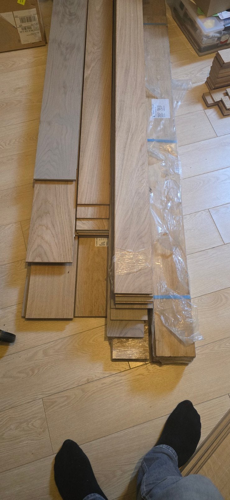 Eiken vloerdelen -bourgogne 9mmen tapis stroken 6mm, Nieuw, 10 m² of meer, 10 tot 30 cm, Hout