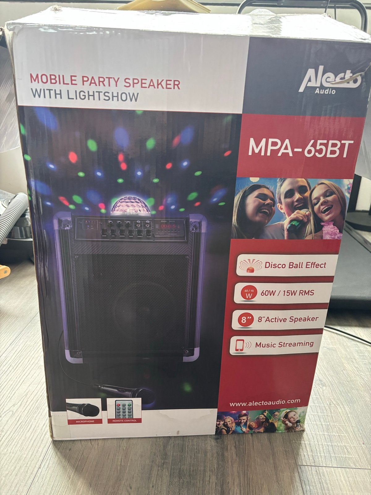 Alecto MPA-65BT Mobiele Party Speaker met Lichtshow, Audio, Tv en Foto, Party speaker, Nieuw, Afstandsbediening, Minder dan 60 watt