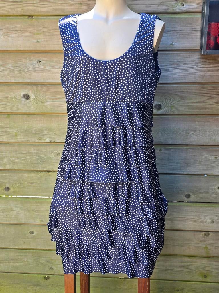Chopin Roma dames Donkerblauwe jurk met stippen maat 44, Chopin Roma, Blauw, Maat 42/44 (L), Ophalen of Verzenden