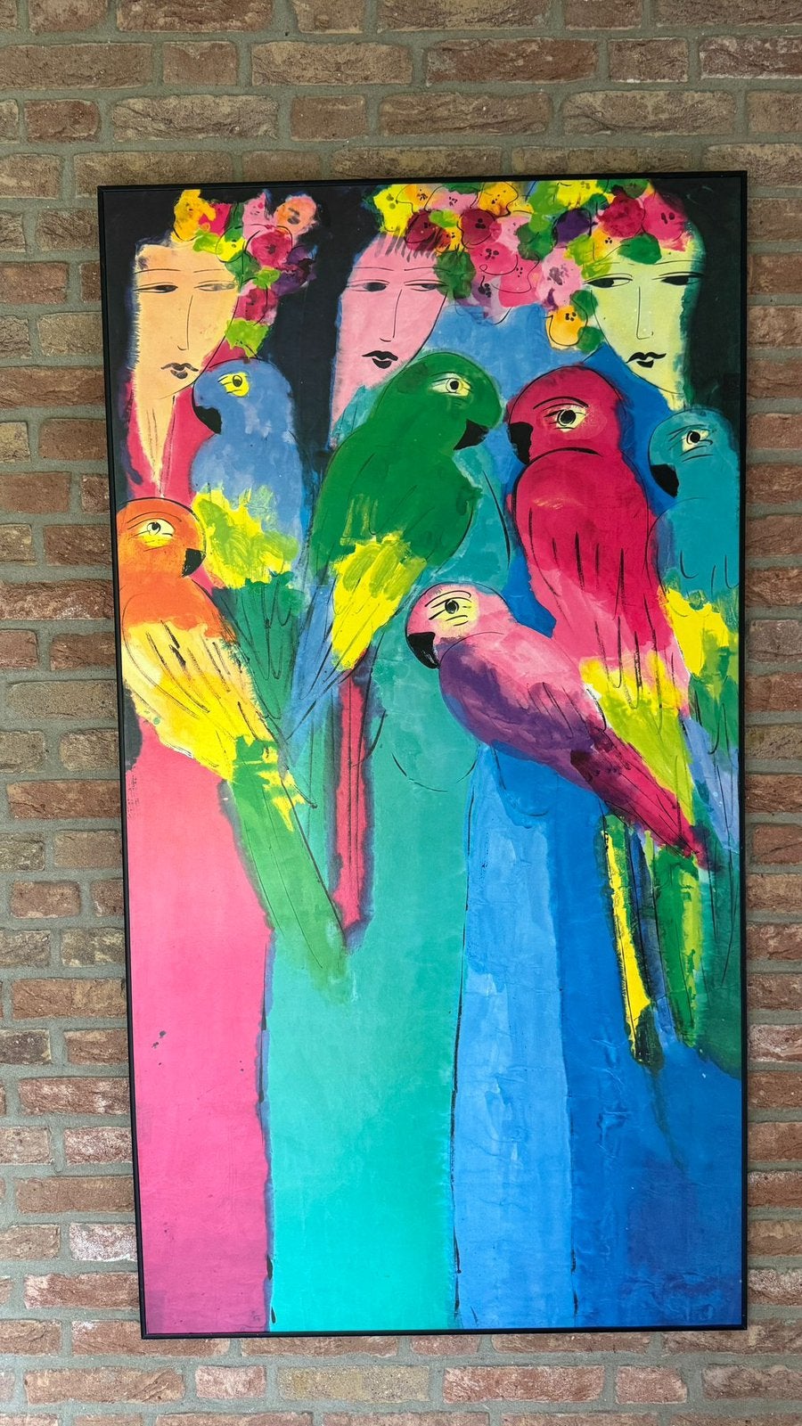 Schilderij, prachtig, kleurrijk, 79cm b / 145cm h, Ophalen