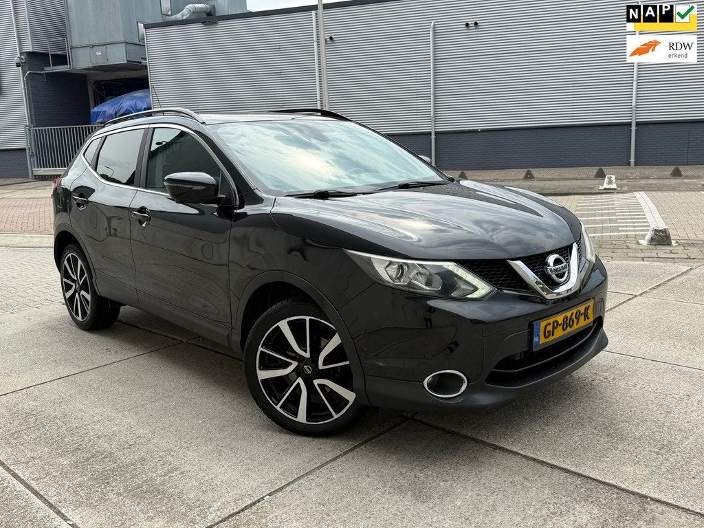 Nissan Qashqai 1.2 Tekna AUTOMAAT 1e Eigenaar GLAS DAK 360 C, 4 cilinders, 116 pk, Zwart, Bedrijf