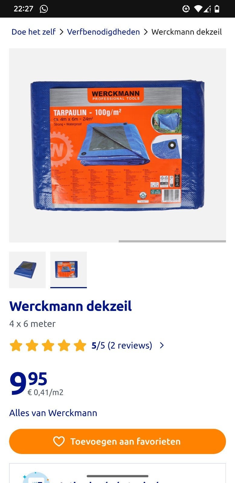 3 of 4 gratis dekzeilen van 4 x 6 meter, Ophalen, Zeil