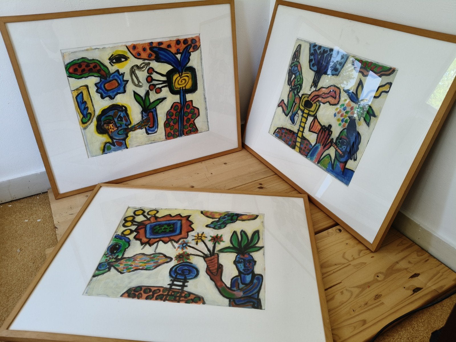 Set van 3 Gouaches 'Song of Love' door Keimpe Kootstra, Ophalen