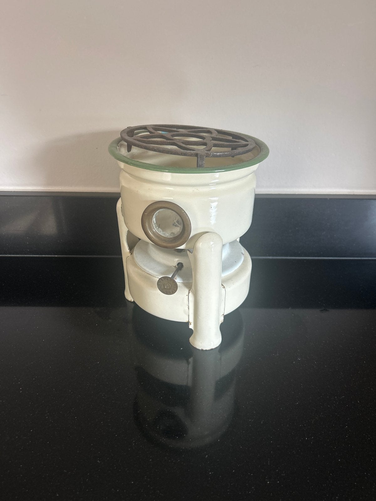 Vintage Petroleumstel / Kooktoestel - Crème met Groen, Antiek en Kunst, Ophalen of Verzenden