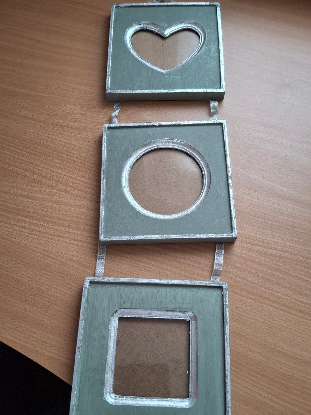 Fotolijst collage zilverkleurige met hart, rond, vierkant, Zo goed als nieuw, Zilver, Hout, Hangend