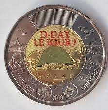 Canada - 2 Dollar 2020 - Color D-Day - circulated, Postzegels en Munten, Munten | Amerika, Ophalen of Verzenden, Noord-Amerika
