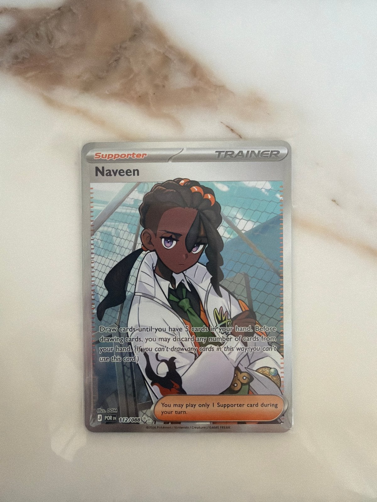 Naveen Supporter Trainer Pokémon Kaart 112/088 (Perfecte Sta, Ophalen of Verzenden, Nieuw, Losse kaart, Foil