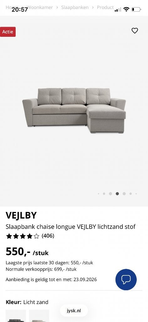 Slaapbank licht zand, Ophalen, Gebruikt, Beige, Tweepersoons