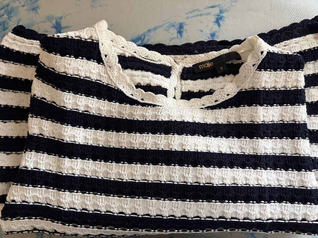 Maje gebreide top, Blauw, Ophalen of Verzenden, Zo goed als nieuw, Korte mouw