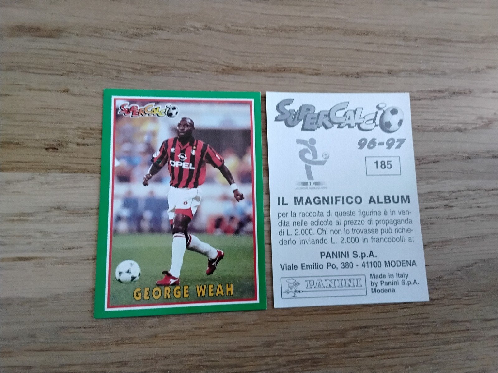 George Weah Panini SuperCalcio 96-97 Sticker 185, Ophalen of Verzenden, Zo goed als nieuw, Buitenlandse clubs, Poster, Plaatje of Sticker