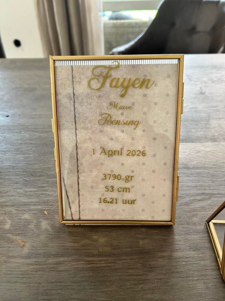 Geboortegegevens op glas - Persoonlijk kraamcadeau, Verzenden, Nieuw