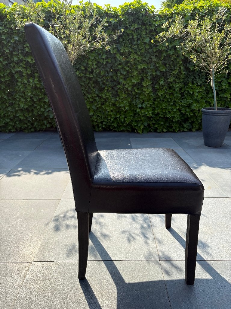 8 eetkamerstoelen echt leer bruin, Ophalen, Gebruikt, Bruin, Leer