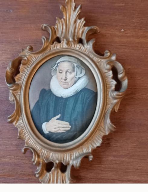 Stoffen schilderijtje, Antiek en Kunst, Kunst | Schilderijen | Klassiek, Ophalen of Verzenden