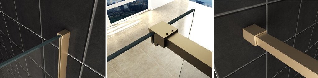 Inloopdouche Douchewand 80x20 Antikalk Mat Goud profiel, Ophalen, 80 tot 120 cm, Wiesbaden, Info@dealplein.nl
