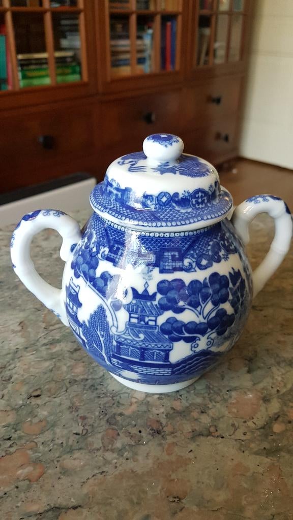 Blue Willow suikerpot groot antiek merkloos, Ophalen of Verzenden