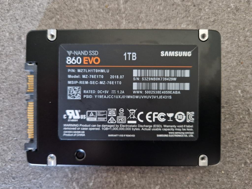 Samsung 860 EVO 1TB SSD, Computers en Software, Harde schijven, Intern, Server, Ophalen of Verzenden, Zo goed als nieuw