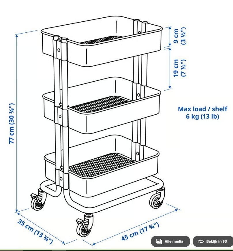 IKEA RÅSKOG Roltafel / Keukentrolley - Zwart (Groot model), Huis en Inrichting, Ophalen, IKEA, Keukentrolley, Zwart