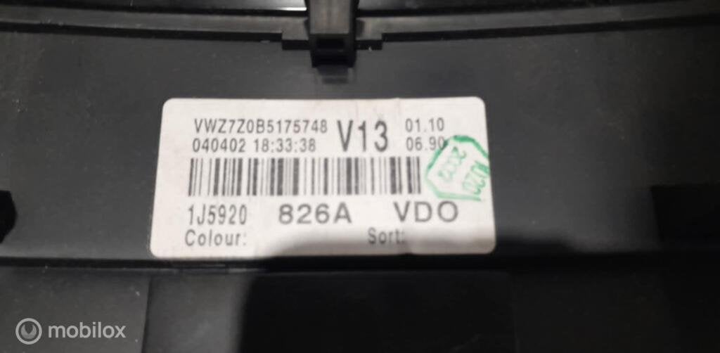 Tellerklok Volkswagen Bora 1J5920826A, Gebruikt, Ophalen of Verzenden