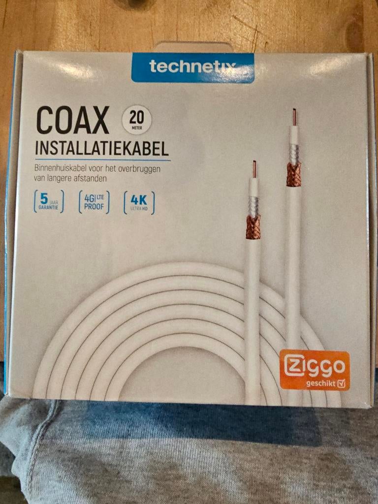 Technetix Coax Installatiekabel 20 meter, 4K Ultra HD, Audio, Tv en Foto, Audiokabels en Televisiekabels, Ophalen of Verzenden