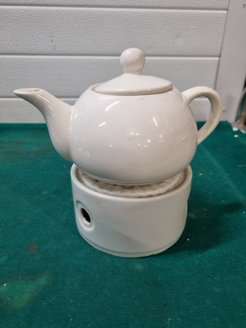 theepot met warmer porselein wit, Ophalen of Verzenden