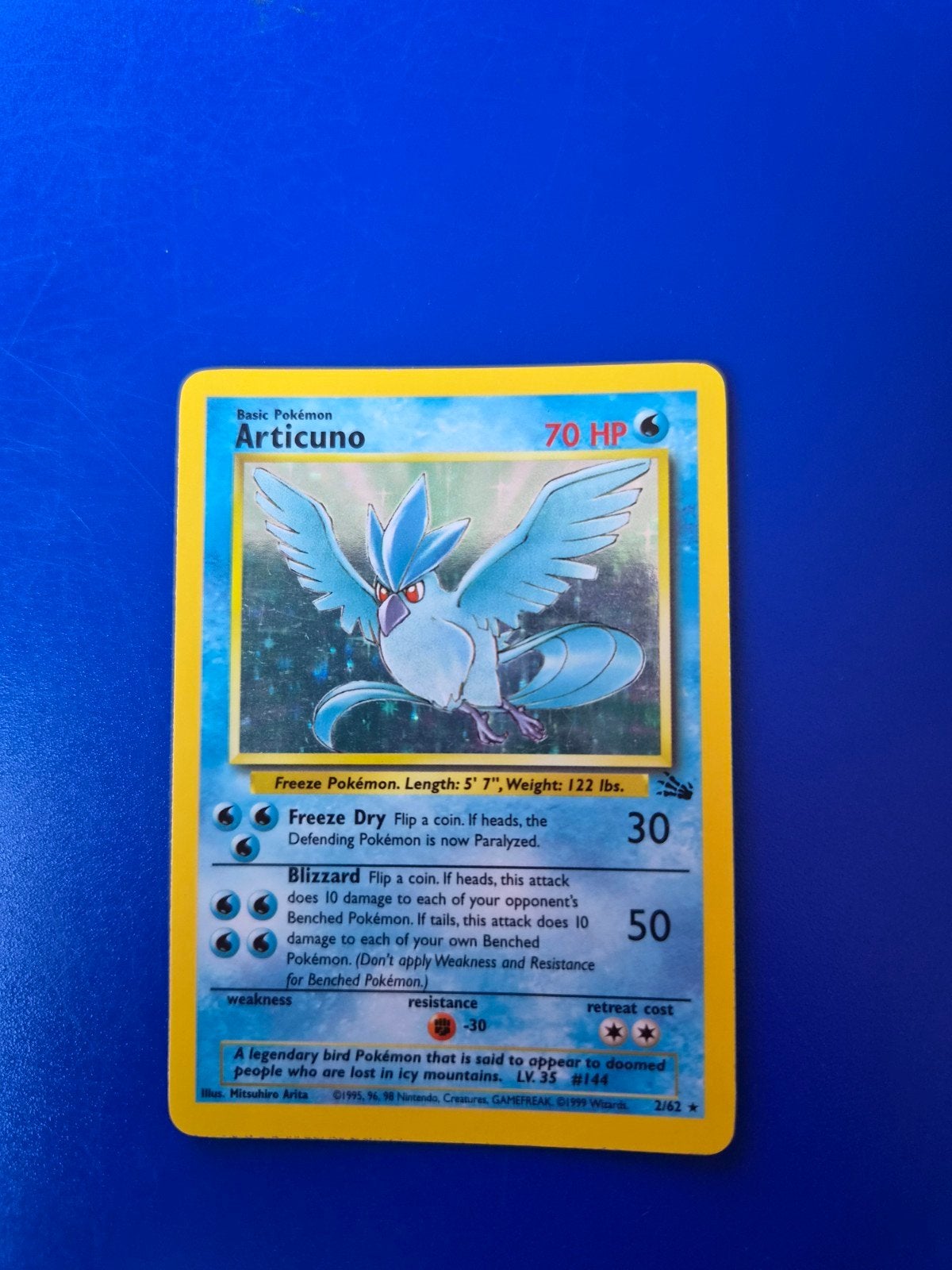 Pokémon Kaart Articuno 2/62 Fossil Set Holo, Hobby en Vrije tijd, Verzamelkaartspellen | Pokémon, Ophalen of Verzenden, Gebruikt
