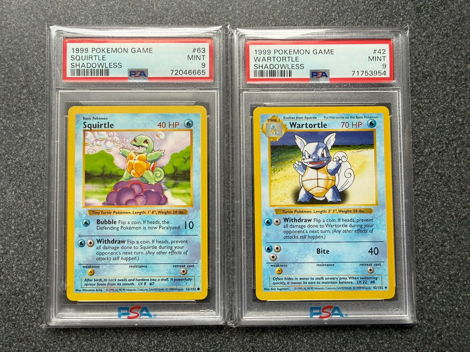1999 Pokemon Game Squirtle en Wartortle PSA 9, Ophalen of Verzenden, Zo goed als nieuw