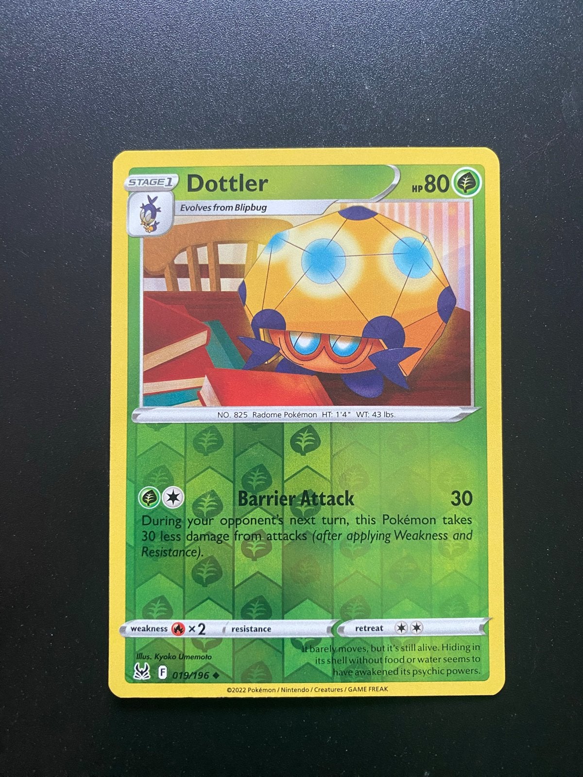 Dottler 019/196 Reverse Holo Pokémon Lost Origin, Ophalen of Verzenden, Zo goed als nieuw, Losse kaart, Foil