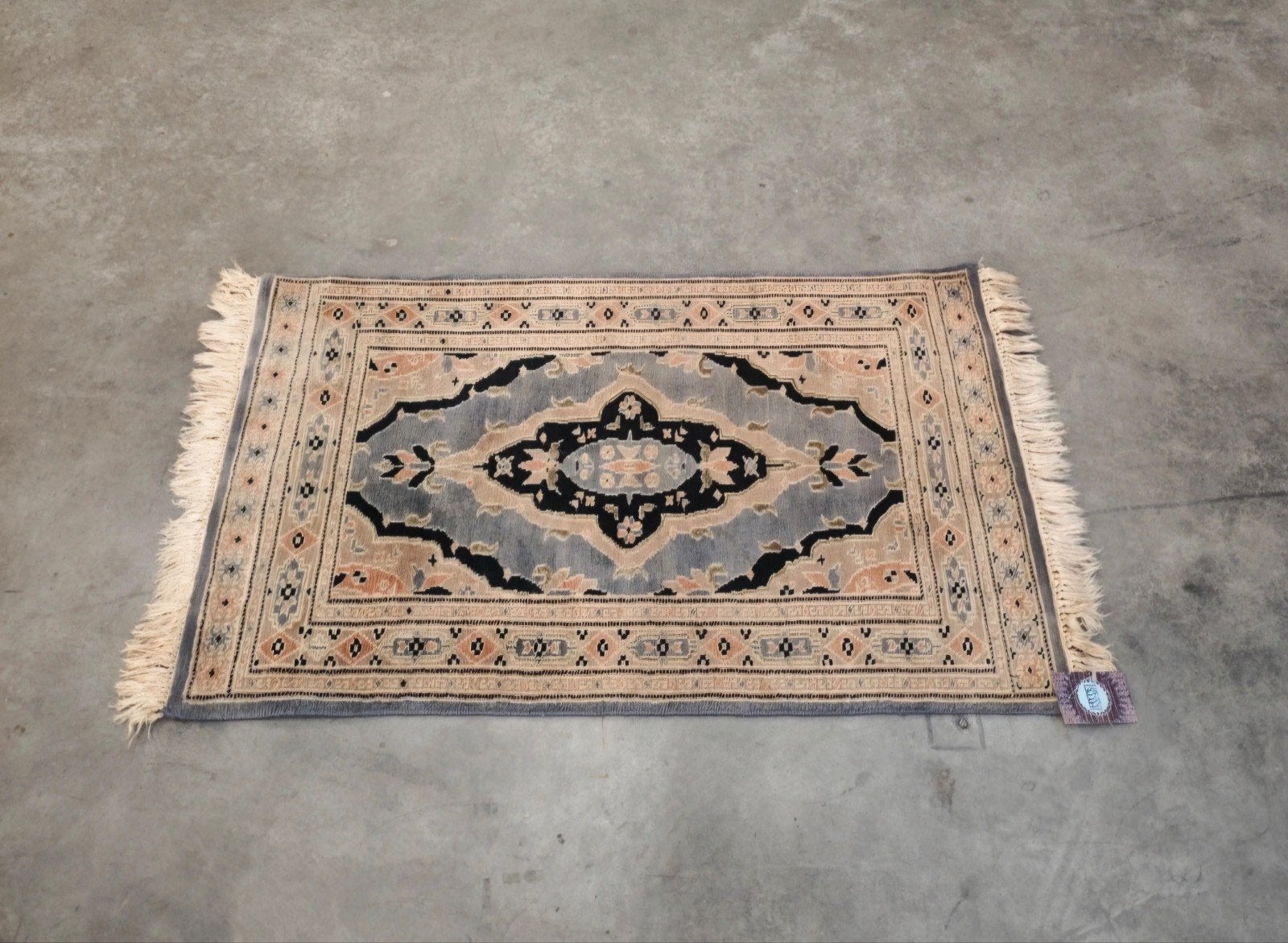 Handgeknoopt Perzisch wol Karachi tapijt grijs 62x95cm, Gebruikt, 50 tot 100 cm, Www.hypepopup.nl, Www.hypepopup.nl