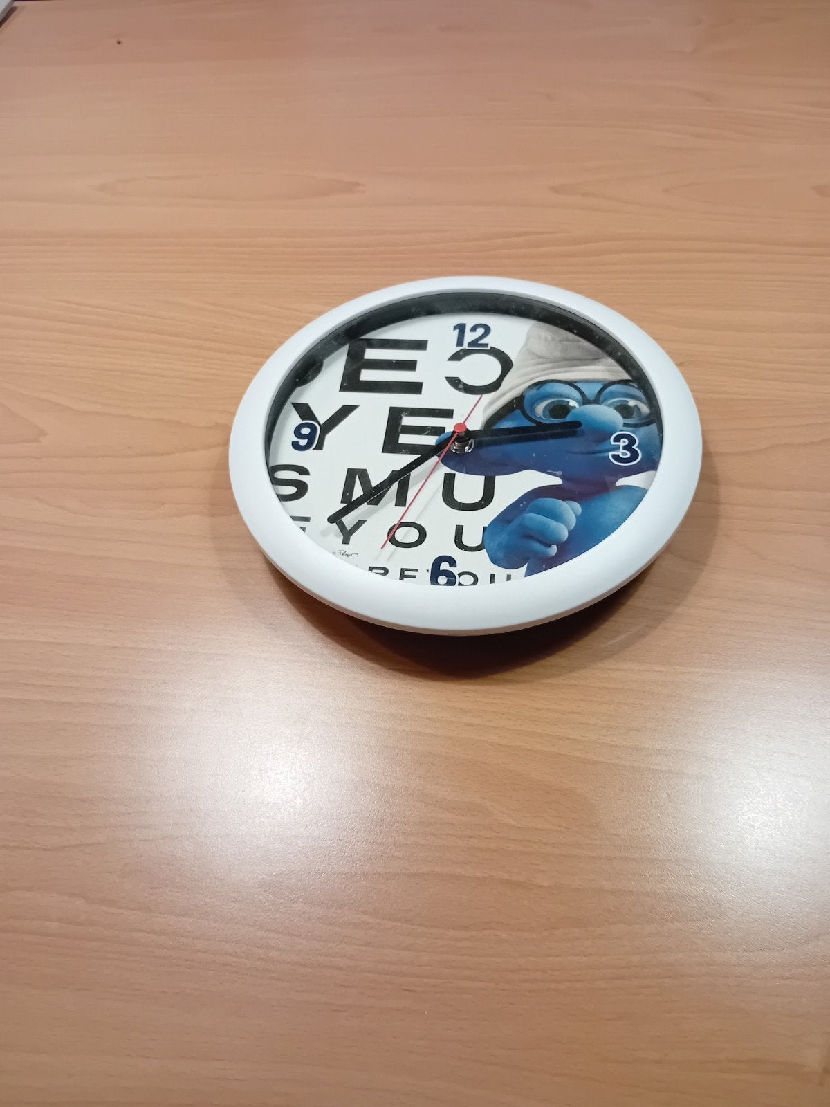Smurf wandklok werkt op 1AA batterij, Ophalen, Wandklok