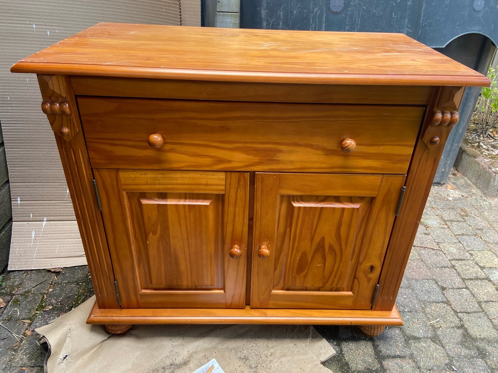 Massief houten lade- en legkastje, Huis en Inrichting, Kasten | Ladekasten, Ophalen, Gebruikt, 50 tot 100 cm, Minder dan 100 cm