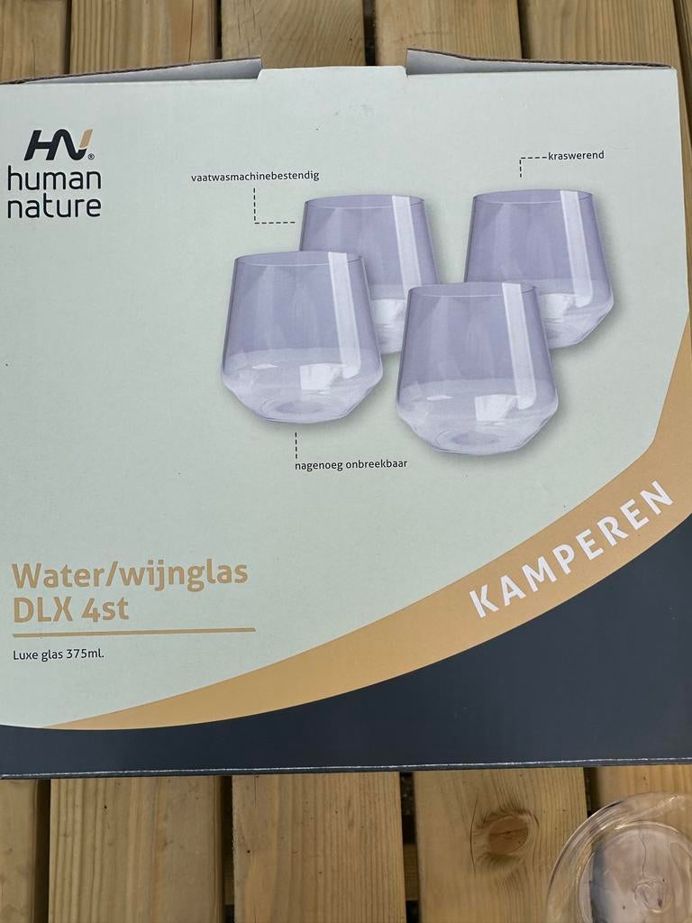 Human Nature Water/wijnglas DLX 4st - Kamperen, Caravans en Kamperen, Kampeeraccessoires, Nieuw, Ophalen of Verzenden